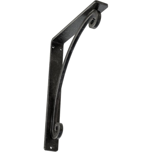 Ekena Millwork Legacy Wrought Iron Bracket, (Single center brace), Antiqued Silver 1 1/2"W x 7 1/2"D x 10"H BKTM01X07X10SLEASV - main